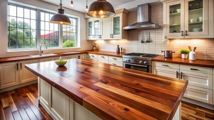 Wall Mural - Modern Kitchen with Warm Wood Elements and Natural Light