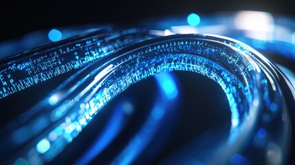 Fototapete - Explore a mesmerizing abstract digital background featuring vibrant blue and cyan connections, ideal for technology and data visualization themes or creative projects.