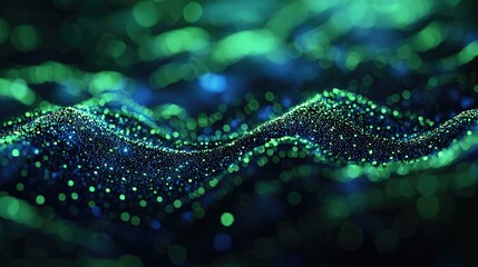 Leinwandbilder - A captivating abstract visualization of a global network, featuring glowing blue and green lights that symbolize connections and data flow in a digital landscape.