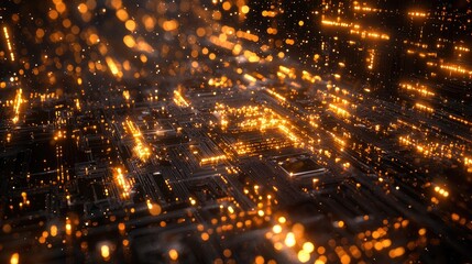 Leinwandbilder - This abstract technology background features intricate circuit board patterns with glowing elements, suitable for themes of innovation and digital connectivity in design