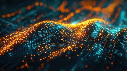 Aufkleber - Experience a stunning futuristic cityscape featuring a vibrant digital matrix with streaming data lines, symbolizing technology, innovation, and connectivity in an urban