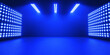 © Xiaohe - Blue Spotlight shines on the stage, scene, podium. Bright lighting with spotlights. Spot lighting of the stage. concert light show, colorful and vivid stage spotlight on stage background. 3D Rendering