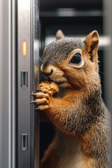 Canvas Print - A squirrel enjoys a tasty treat. AI.