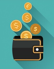 Wall Mural - business symbols and money signs. collection of money silhouettes. wallet with cards symbol. coin si