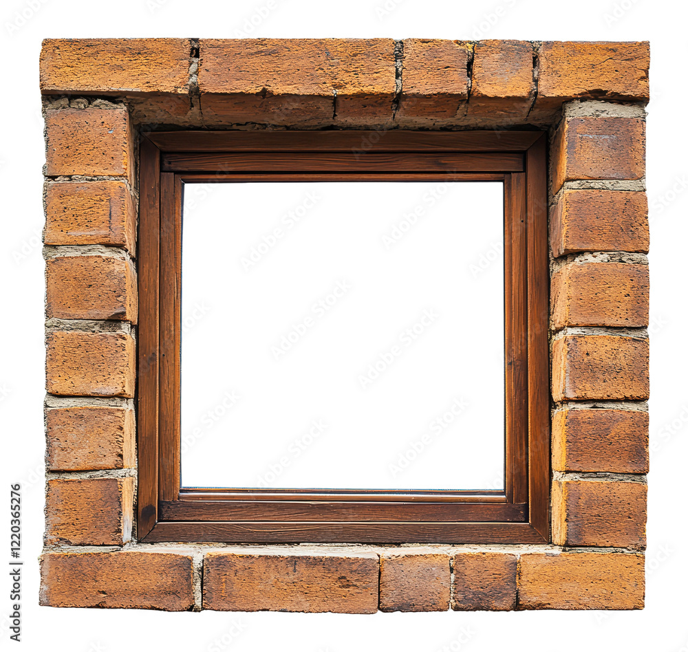 Window Frame Border Design Wooden window frame with brick border design, cut out - stock png ...