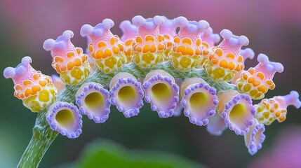 Wall Mural - Colorful macro shot of unique flower structure blooming