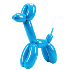 Wall Mural - A creative balloon animal in a bright blue shade sculpted into the shape of a giraffe with a glossy finish on a white background