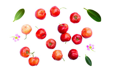 Wall Mural - Acerola cherry in bowl isolated