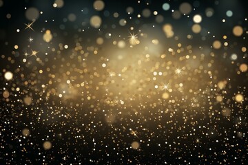 Wall Mural - abstract background with many golden particles and stars floating on a dark background