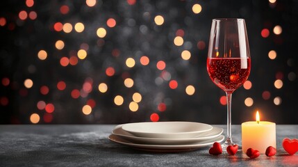 Wall Mural - A symbolic glowing Candlelight Dinner indicating in valentine's day concept