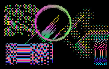 Aufkleber - Abstract background with glitch art artifacts. Vector texture for futuristic poster or presentation backdrop.