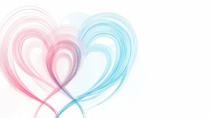 Poster - Intertwined Hearts Abstract Design Pastel Pink Blue Swirls