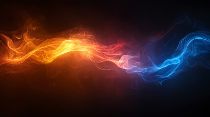 Wall Mural - Colorful smoke waves intertwining on a dark background