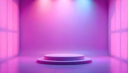 Leinwandbilder - Studio background featuring an empty room with a lilac ombre gradient covering the walls and flooring