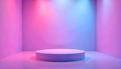 Leinwandbilder - Studio background featuring an empty room with a lilac ombre gradient covering the walls and flooring