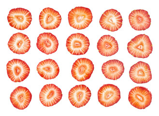 Wall Mural - PNG Sliced strawberries on a white surface