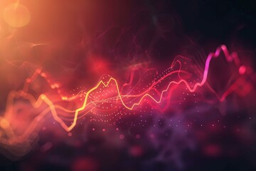 Wall Mural - abstract glowing lines and particles moving across a dark background, representing data flow, networ
