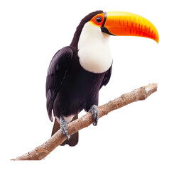 Wall Mural - PNG Colorful toucan perched on a branch in nature