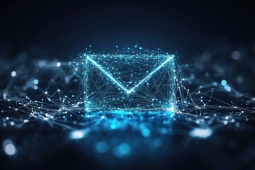 Wall Mural - Glowing digital email symbol on network.