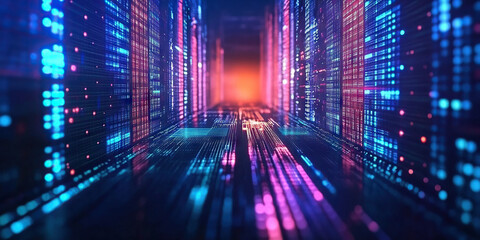 Wall Mural - digital background perfect for tech processes, neural networks, artificial intelligence, data transf