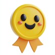 © Антон Федченко - 3D icon cartoon participation award ribbon with a happy face isolated on a white background --quality 2