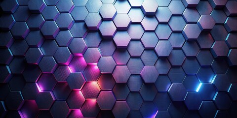 Wall Mural - abstract hexagonal pattern with neon accents futuristic background