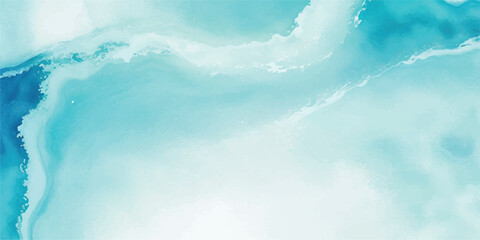 Wall Mural - Soft and Serene Watercolor Ocean Wave Background in Subtle Blue and Green Hues, Perfect for Use in Abstract Graphic Design, Water-Themed Projects, and Peaceful Artworks.
