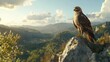 © Biancaart - Majestic Eagle Perched Atop Mountainous Landscape