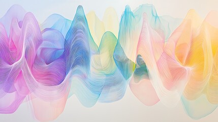 Wall Mural - Abstract Pastel Waveforms Flowing Across Canvas