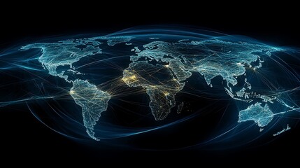 A digital illustration of the Earth with global network connection