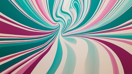 Sticker - Abstract swirling lines of teal pink and cream colors