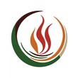 © lestari - A stylized flame inside a circular design with brown, orange, and green colors