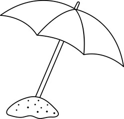 Wall Mural - Vector black and white beach umbrella icon. Cute line parasol illustration isolated on white background. Vacation cartoon clipart, coloring page