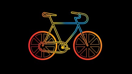 Wall Mural - A colorful outline of a bicycle on a black background.