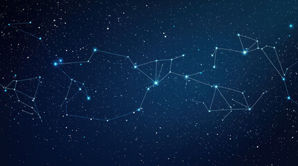 Wall Mural - blue background with stars and connecting lines in the form of a constellation, technology theme, da