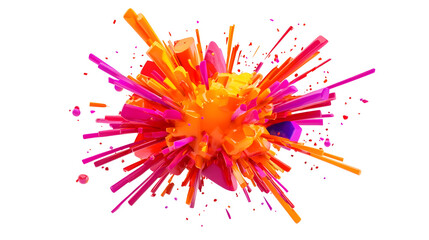 Fototapete - Vibrant explosion of colorful paint splatter in dynamic motion capturing the energy of a festive long title Vibrant explosion of colorful paint isolated on transparent or white background, png