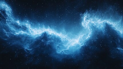 Wall Mural - Cosmic blue waves flowing through a starry night sky