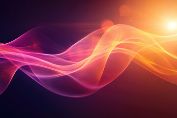 Poster - Abstract background with flowing, luminous waves in shades of pink and orange, creating a dynamic and energetic visual.
