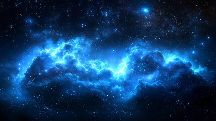 Poster - Cosmic Nebula with Stars and Ethereal Blue Clouds