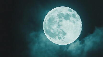 Full blue moon and clouds at night, use for backgrounds