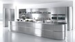 © Sawat - A minimalist kitchen with glossy cabinets, stainless steel appliances, and a spotless surface.