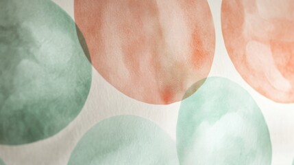 Aufkleber - Overlapping circular shapes in muted mint and peach create a harmonious visual composition suitable for modern decor