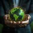 © Deja - Hand holding green earth and Environment Social and Governance World Sustainable Environment