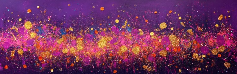 Aufkleber - Vibrant fuchsia and golden sparkles create a stunning abstract art piece reflecting joy and energy