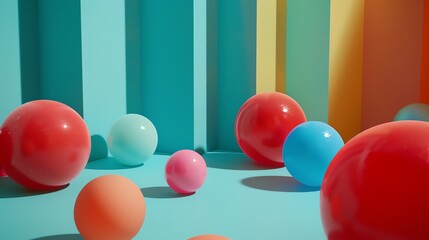 Wall Mural - 3d rendering of a colorful abstract background with balls.