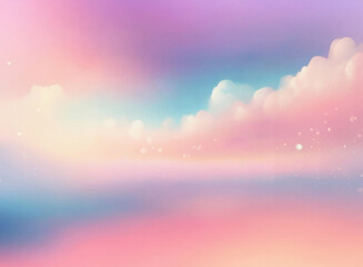 Aufkleber - Dreamy pastel sky with grainy texture, soft clouds, and a hazy horizon.  Sparkling particles add a magical touch.