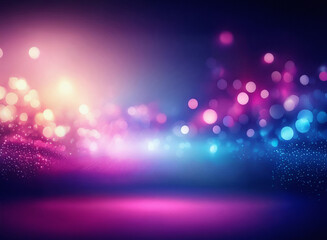 Aufkleber - A grainy, textured backdrop of vibrant pink, blue, and gold bokeh lights.  A hazy, dreamy atmosphere is created by the soft glow and subtle particle effects.