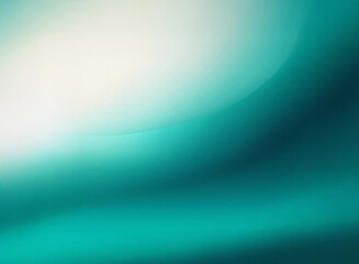 Wall Mural - abstract teal and white gradient background. grainy texture, smooth curves create a soft, flowing ef
