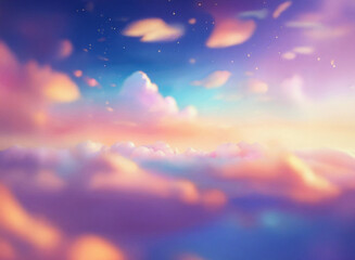 Aufkleber - Grainy, dreamy cloudscape at sunset.  Soft, pastel colors blend in a textured, ethereal scene.  The image evokes a sense of peace and wonder.