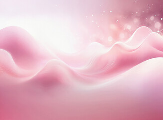Poster - Grainy texture, soft pink waves flow across a dreamy, light background.  Sparkling bokeh adds a magical touch.